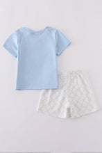 Load image into Gallery viewer, Blue classic lattice charm shorts set
