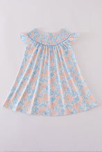 Load image into Gallery viewer, Blue bloom elegance smocked ruffle dress
