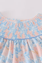 Load image into Gallery viewer, Blue bloom elegance smocked ruffle dress
