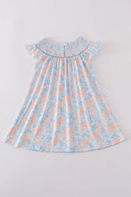 Load image into Gallery viewer, Blue bloom elegance smocked ruffle dress
