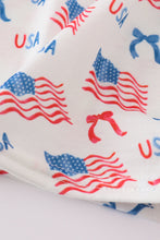Load image into Gallery viewer, Pink flag embroidery print ruffle dress
