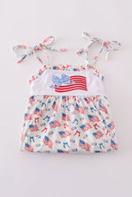 Load image into Gallery viewer, Pink flag embroidery print ruffle dress
