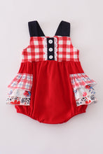 Load image into Gallery viewer, Red floral gingham ruffle bubble

