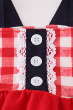 Load image into Gallery viewer, Red floral gingham ruffle bubble
