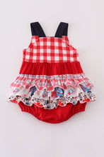 Load image into Gallery viewer, Red floral gingham ruffle bubble
