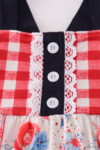 Load image into Gallery viewer, Red floral gingham ruffle dress
