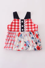 Load image into Gallery viewer, Red floral gingham ruffle dress
