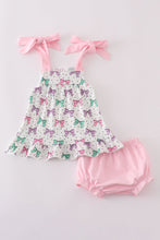Load image into Gallery viewer, Pink bow embroidery print bloomer set
