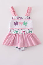 Load image into Gallery viewer, Pink bow embroidery one-piece swimsuit (UPF50+)
