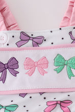 Load image into Gallery viewer, Pink bow embroidery one-piece swimsuit (UPF50+)
