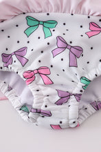 Load image into Gallery viewer, Pink bow embroidery one-piece swimsuit (UPF50+)
