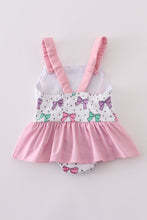 Load image into Gallery viewer, Pink bow embroidery one-piece swimsuit (UPF50+)
