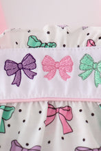Load image into Gallery viewer, Pink bow embroidery ruffle dress
