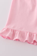 Load image into Gallery viewer, Pink bow embroidery ruffle shorts set
