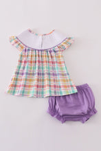 Load image into Gallery viewer, Purple sailboats embroidery bloomer set
