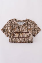 Load image into Gallery viewer, Brown three deers embroidery shorts set
