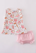 Load image into Gallery viewer, Pink baseball print gingham bloomer set
