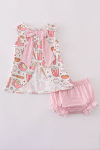 Load image into Gallery viewer, Pink baseball print gingham bloomer set
