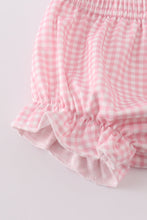 Load image into Gallery viewer, Pink baseball print gingham bloomer set
