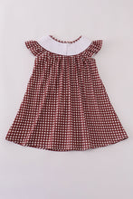 Load image into Gallery viewer, Mississippi MSU embroidery smocked gingham dress
