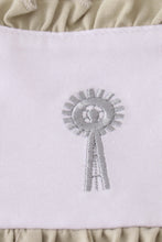 Load image into Gallery viewer, Green farm windmill embroidery ruffle bubble
