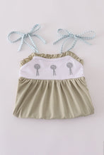 Load image into Gallery viewer, Green farm windmill embroidery ruffle bubble
