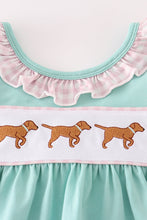 Load image into Gallery viewer, Mint hunting puppy embroidery ruffle shorts set
