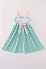 Load image into Gallery viewer, Mint hunting puppy embroidery ruffle dress
