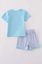 Load image into Gallery viewer, Blue truck fishing applique shorts set
