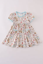 Load image into Gallery viewer, Blue bus apple print dress
