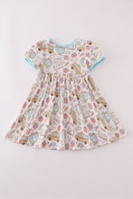 Load image into Gallery viewer, Blue bus apple print dress
