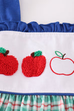 Load image into Gallery viewer, Blue apple french knot plaid dress
