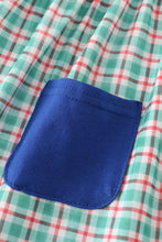 Load image into Gallery viewer, Blue apple french knot plaid dress
