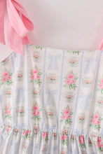 Load image into Gallery viewer, Tea floral bow ruffle women dress
