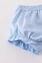 Load image into Gallery viewer, Blue floral bow print ruffle bloomer set

