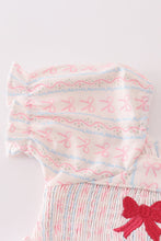 Load image into Gallery viewer, Pink bow embroidery smocked dress
