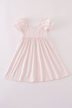 Load image into Gallery viewer, Pink bow embroidery smocked dress
