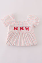 Load image into Gallery viewer, Pink bow embroidery smocked dress
