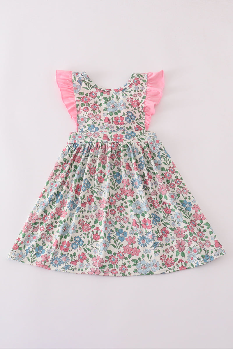 Vintage floral print ruffle dress