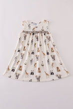Load image into Gallery viewer, Grey zoo animal print ruffle dress
