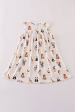 Load image into Gallery viewer, Grey zoo animal print ruffle dress
