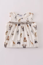 Load image into Gallery viewer, Grey zoo animal print ruffle dress

