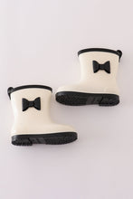 Load image into Gallery viewer, White &amp; black bow rain boots
