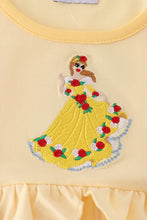Load image into Gallery viewer, Yellow princess embroidery ruffle dress

