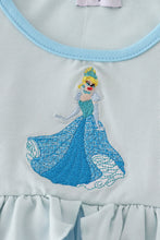 Load image into Gallery viewer, Blue princess embroidery ruffle dress
