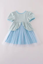Load image into Gallery viewer, Blue princess embroidery ruffle dress
