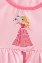 Load image into Gallery viewer, Pink princess embroidery ruffle dress
