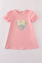 Load image into Gallery viewer, Pink floral character applique dress
