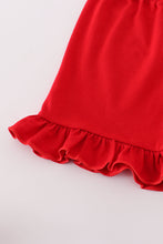 Load image into Gallery viewer, Apple embroidery bow ruffle shorts set

