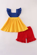Load image into Gallery viewer, Apple embroidery bow ruffle shorts set
